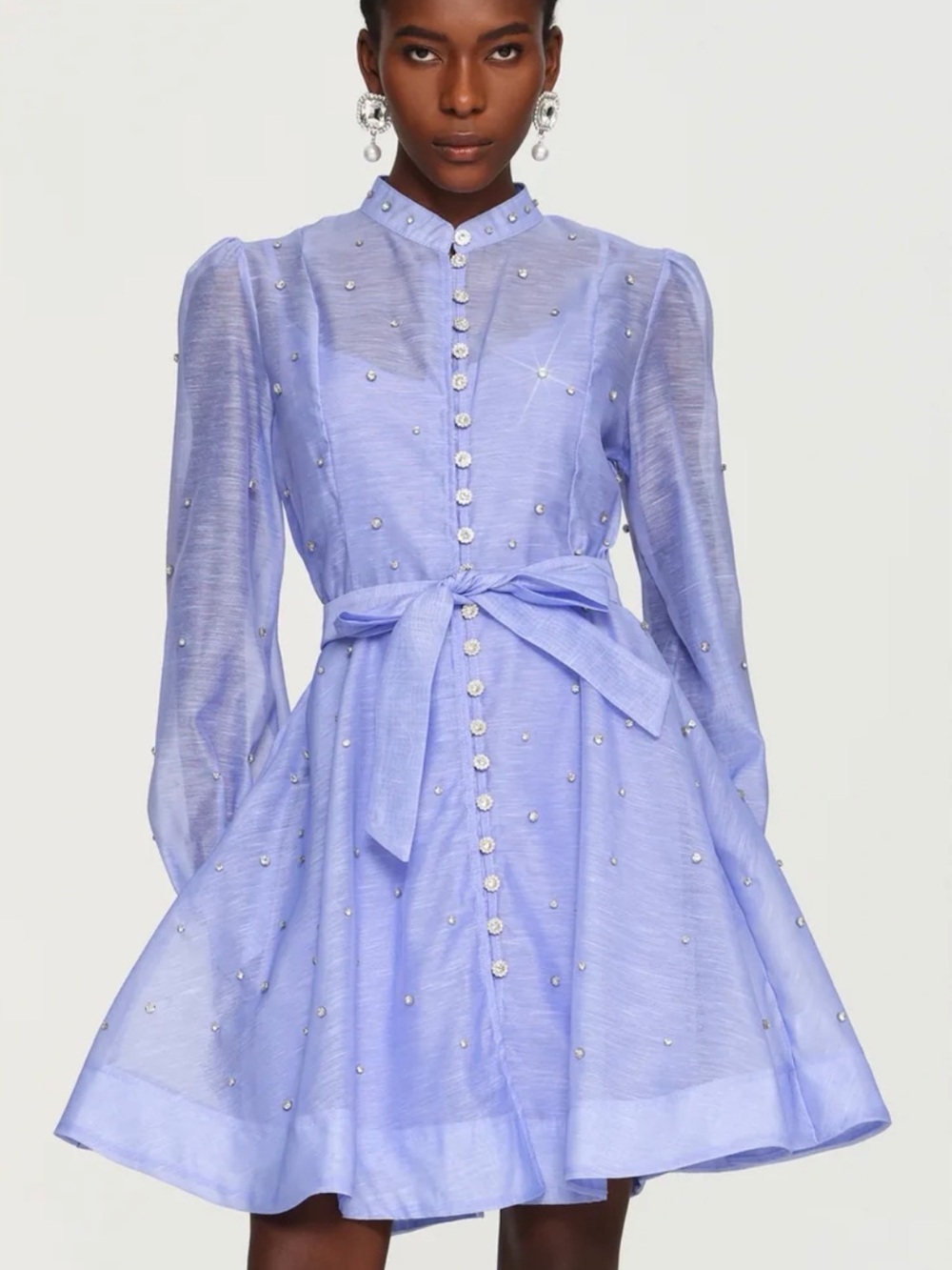 Farrah Long Sleeves Diamond Button Shirt Mini Dress